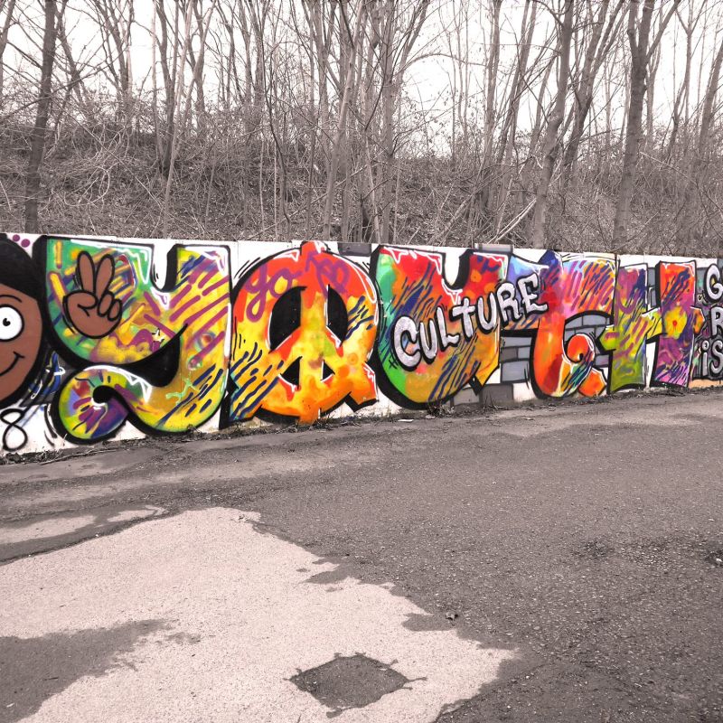 Graffitiwand am Außengelände des Youth Culture